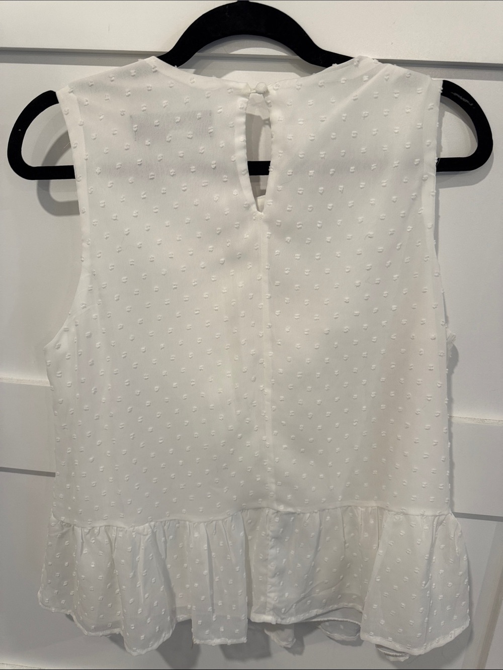Francesca's Collections White Swiss Dot Camisole with Multicolor Floral V-Inset - Picture 3 of 3